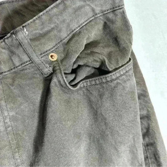 Zara Chocolate Brown Denim Jeans 90s Slim With Split Hem Size 10 - Picture 4 of 12